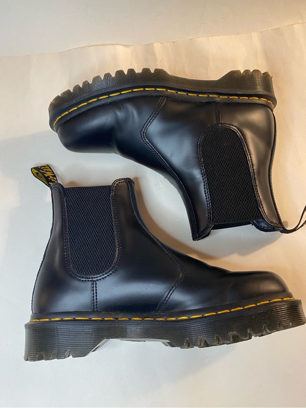Dr. Martens Black Chelsea Boots with Yellow Stitching